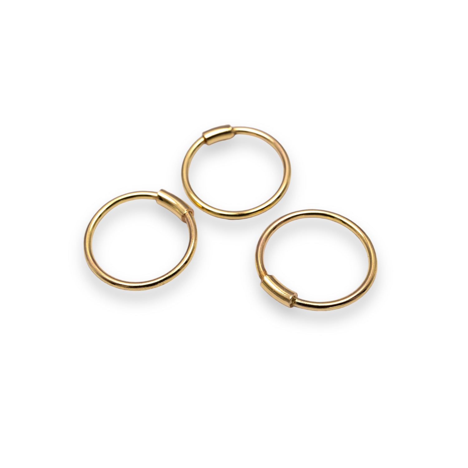Set 18K Gold Hoops Piercing Earrings 10mm