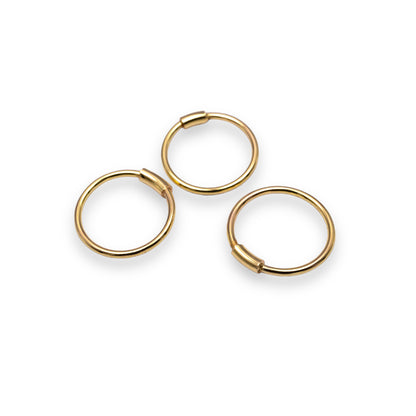 Set 18K Gold Hoops Piercing Earrings 10mm